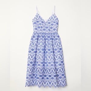 H&M Blue and White Eyelet Midi Sundress